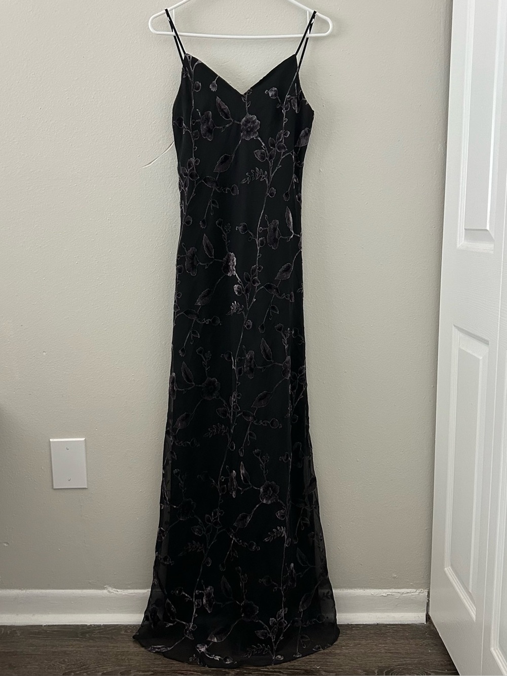 VTG Fanny Velvet Floral Gown Dress Y2K 90s Whimsigoth Fairy Grunge Overlay Sz M